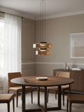 Glass Pendant Light Fixture Minimalist Layered Shade in Six Sizes with Warm LED