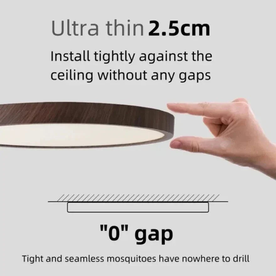 Ceiling Light Fixture Ultrathin Wooden LED Ceiling Light Just 2.5 cm Thick in Two Sizes