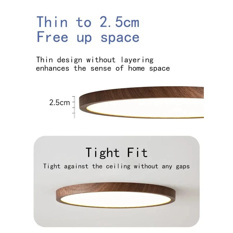 Ceiling Light Fixture Ultrathin Wooden LED Ceiling Light Just 2.5 cm Thick in Two Sizes