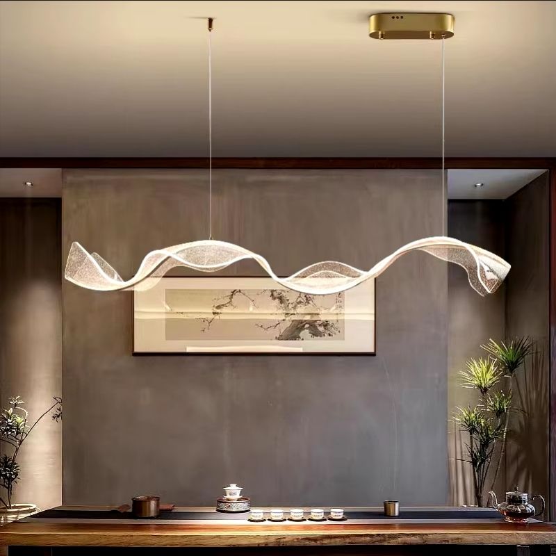 Kitchen Chandeliers Wave LED Pendant Chandelier Remote Dimmable in Six Lengths to 220 cm