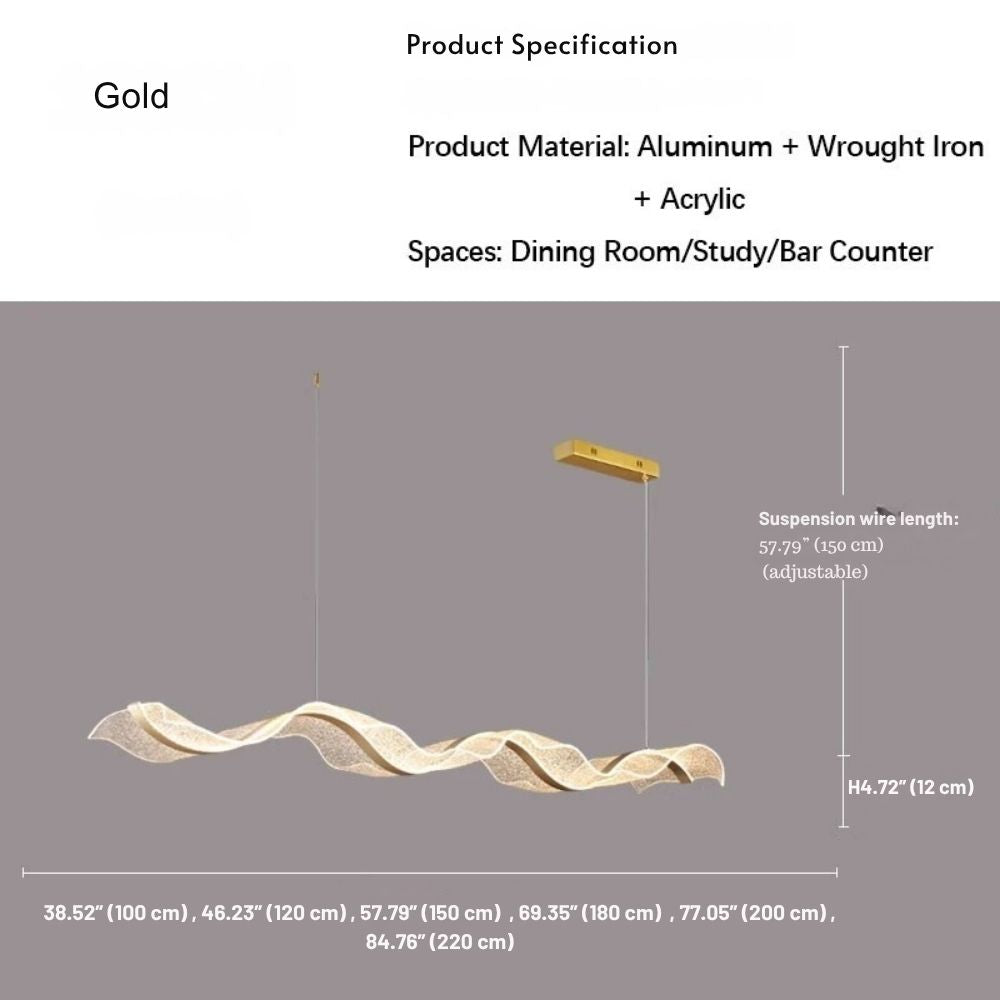 Kitchen Chandeliers Wave LED Pendant Chandelier Remote Dimmable in Six Lengths to 220 cm
