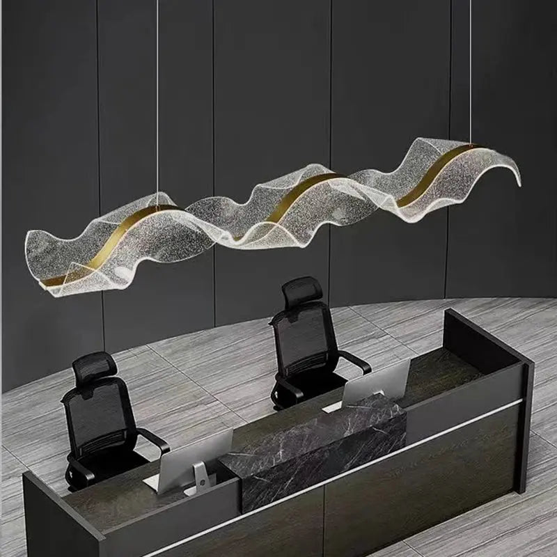 Kitchen Chandeliers Wave LED Pendant Chandelier Remote Dimmable in Six Lengths to 220 cm