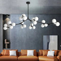 Tree Branch Ceiling Light Fixture Modern Chandelier with White Glass Globes for Sloped Ceilings