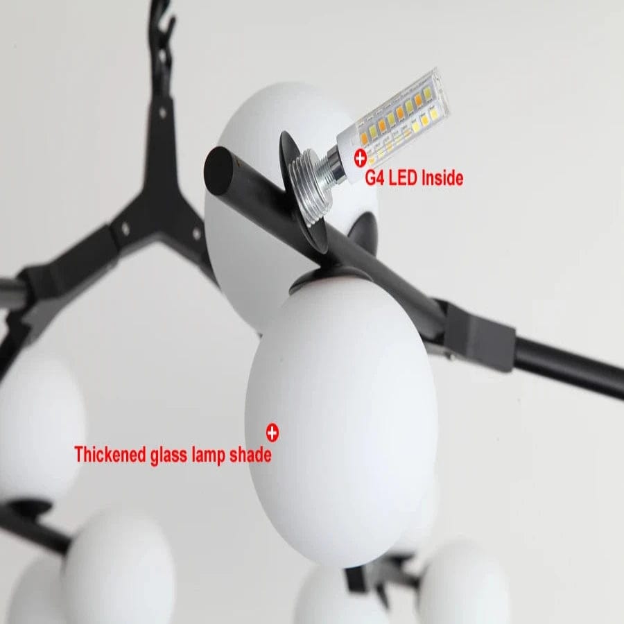 Tree Branch Ceiling Light Fixture Modern Chandelier with White Glass Globes for Sloped Ceilings