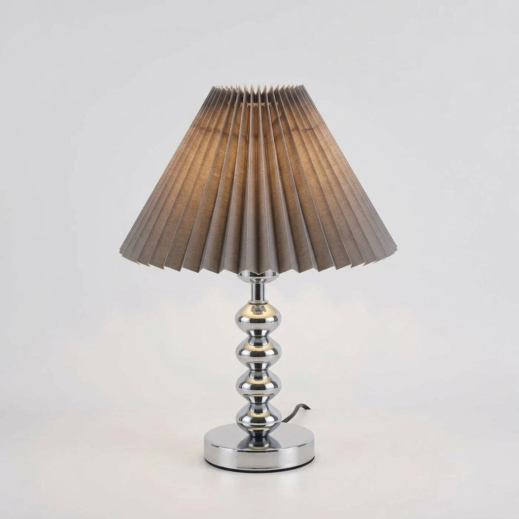 Modern Table Lamp Pleated Conical Shade with Stacked Sphere Stem and Three Colors