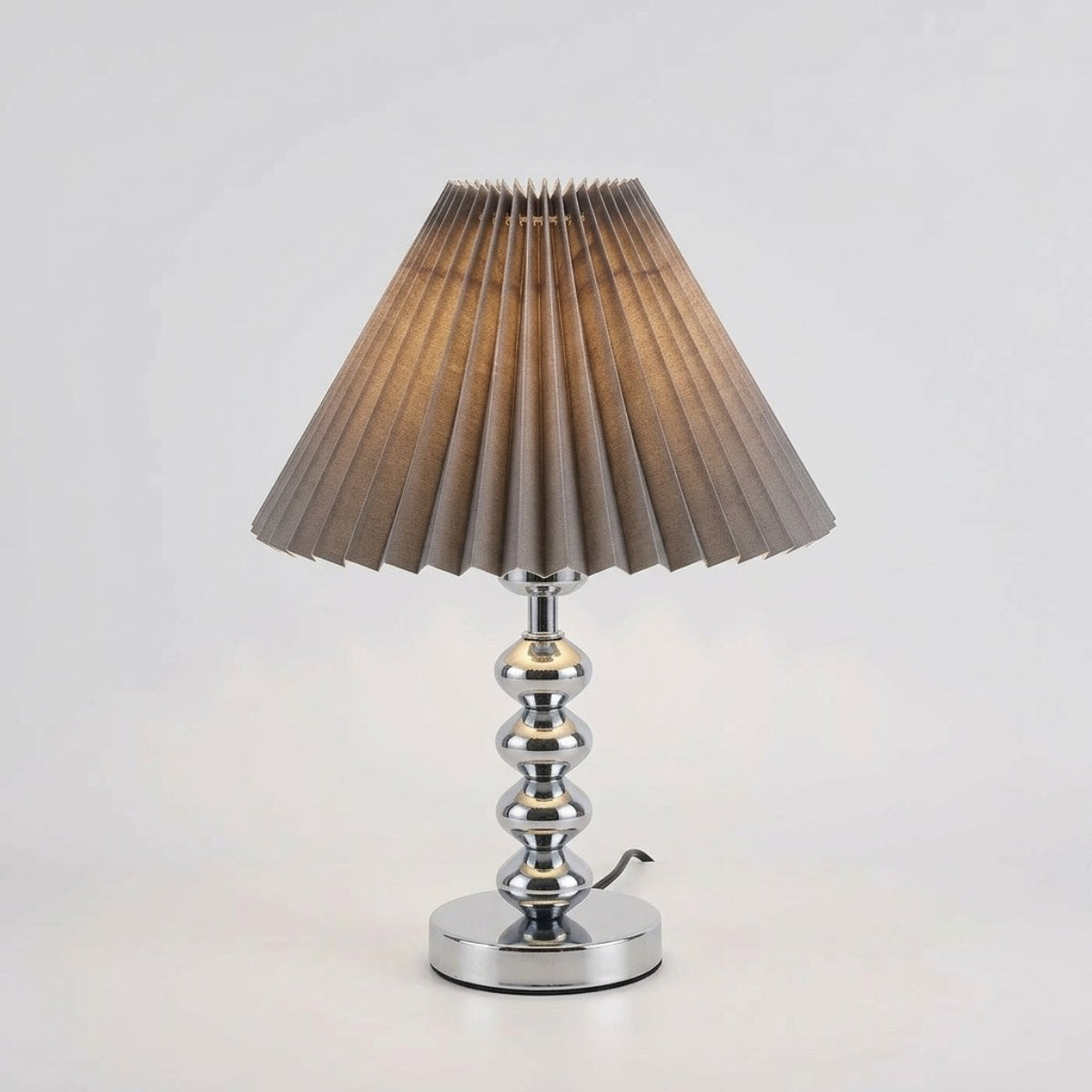Modern Table Lamp Pleated Conical Shade with Stacked Sphere Stem and Three Colors