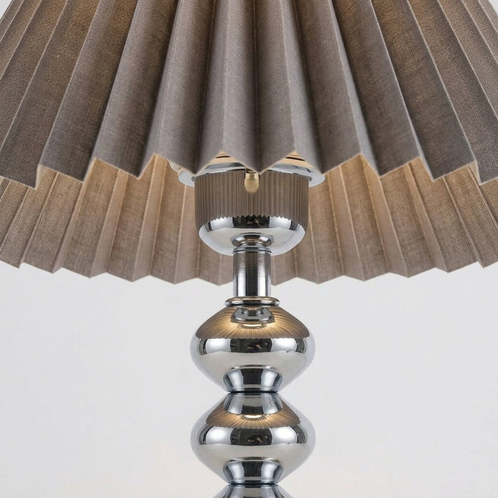 Modern Table Lamp Pleated Conical Shade with Stacked Sphere Stem and Three Colors