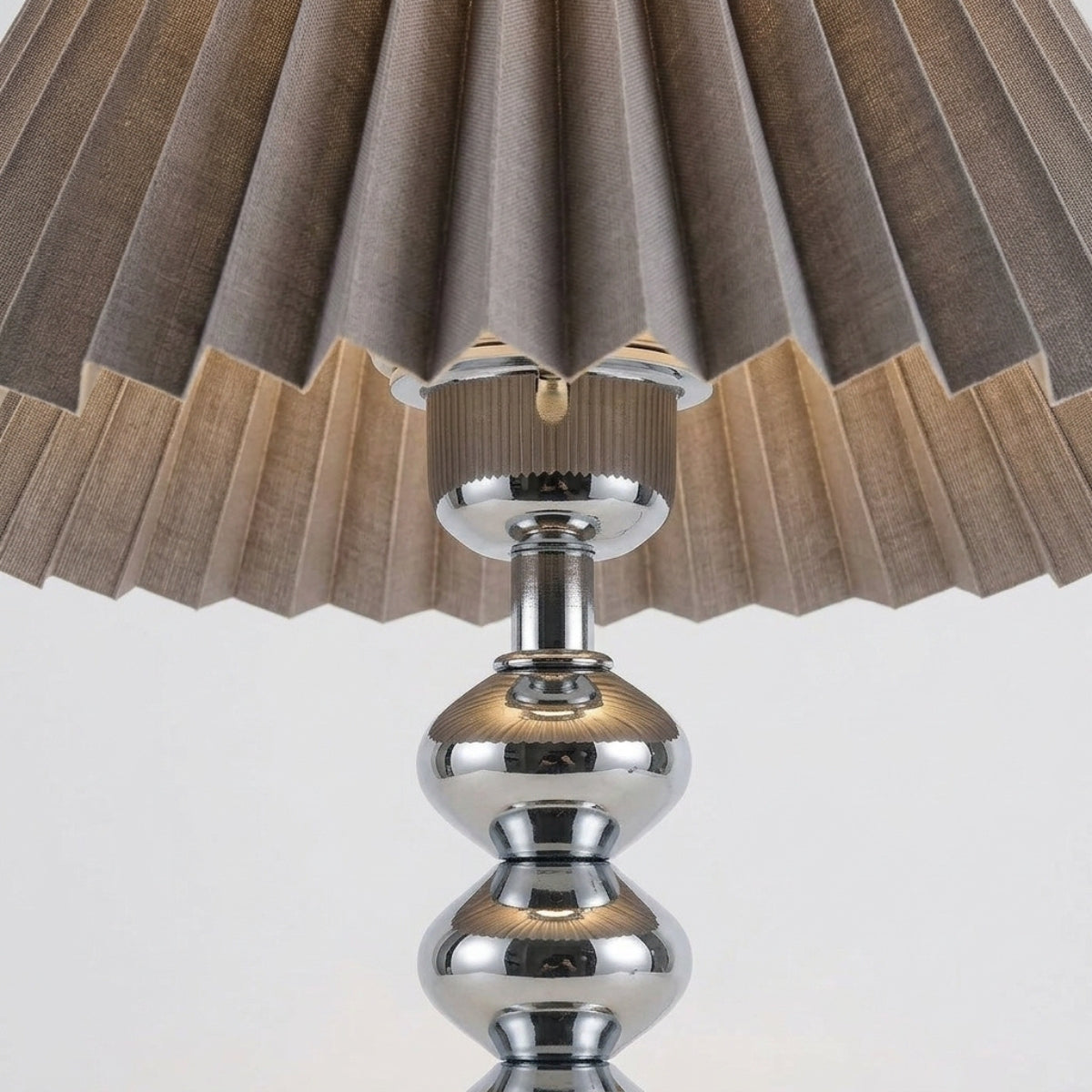 Modern Table Lamp Pleated Conical Shade with Stacked Sphere Stem and Three Colors