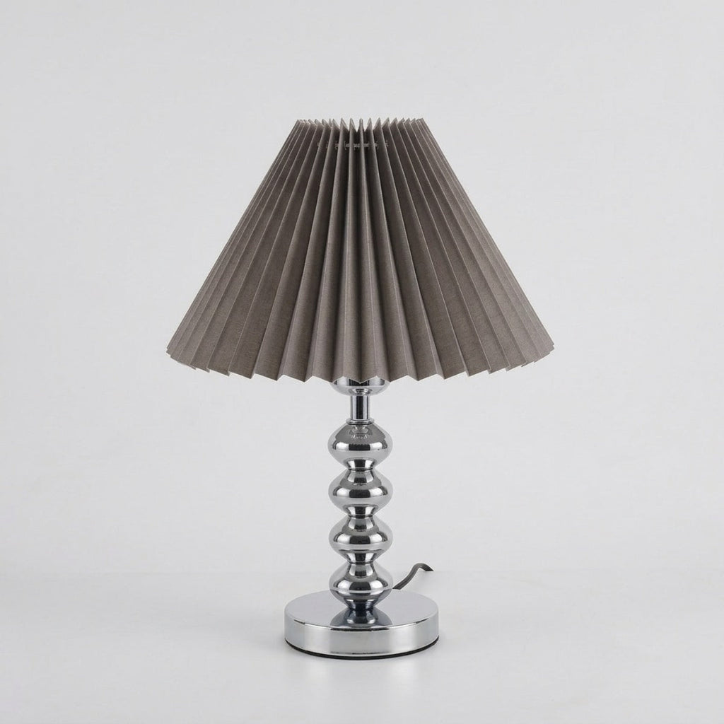 Modern Table Lamp Pleated Conical Shade with Stacked Sphere Stem and Three Colors