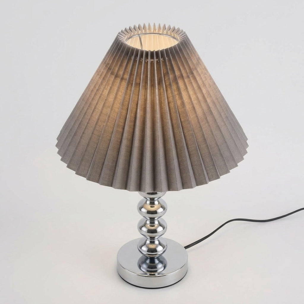 Modern Table Lamp Pleated Conical Shade with Stacked Sphere Stem and Three Colors