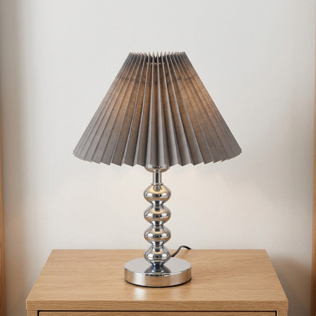 Modern Table Lamp Pleated Conical Shade with Stacked Sphere Stem and Three Colors