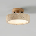 Travertine Ceiling Light Round Japanese Modern Ceiling Lights with Open Underside Glow