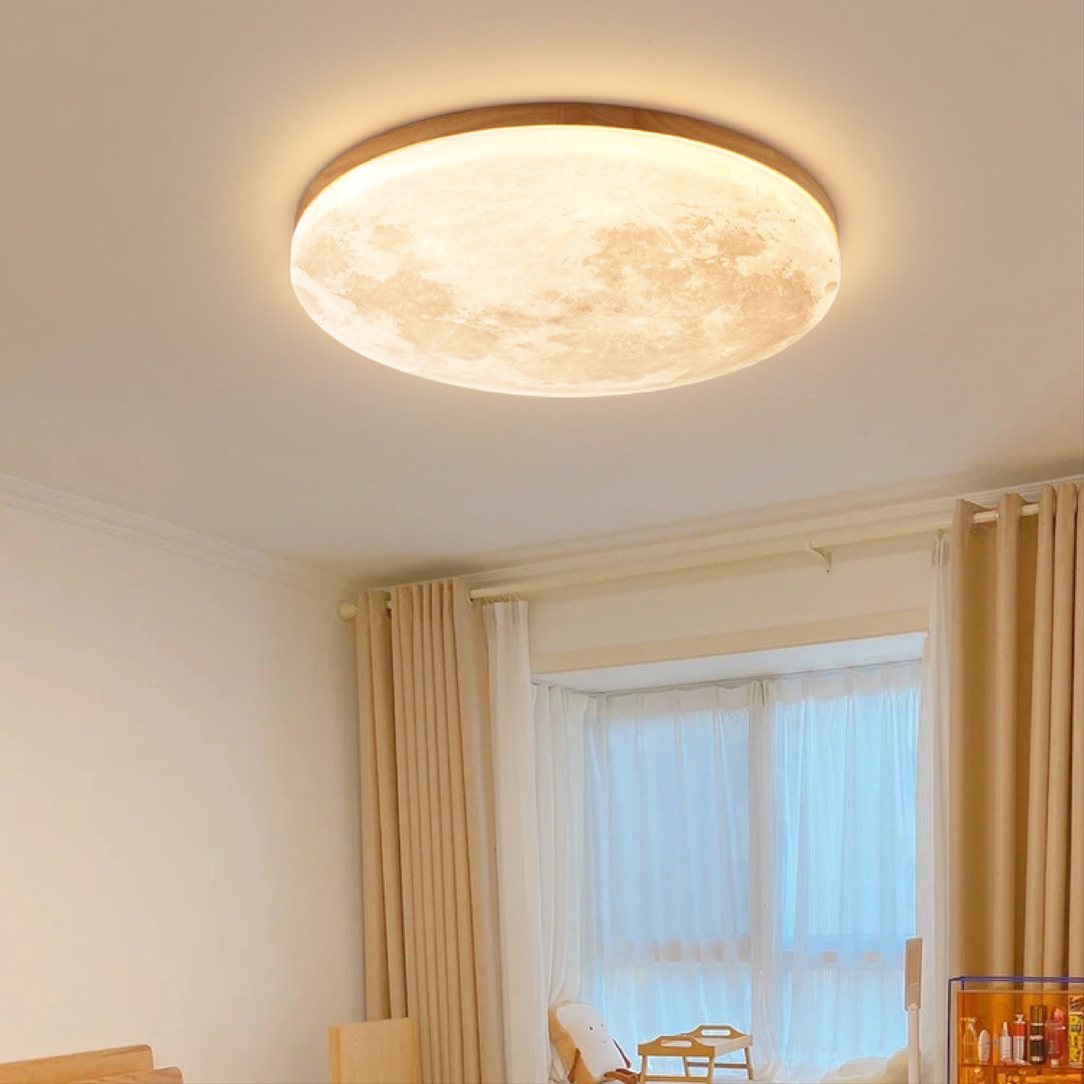 Modern Moon Ceiling Light LED Disc Bedroom Ceiling Lights for Rooms to 15 Square Meters
