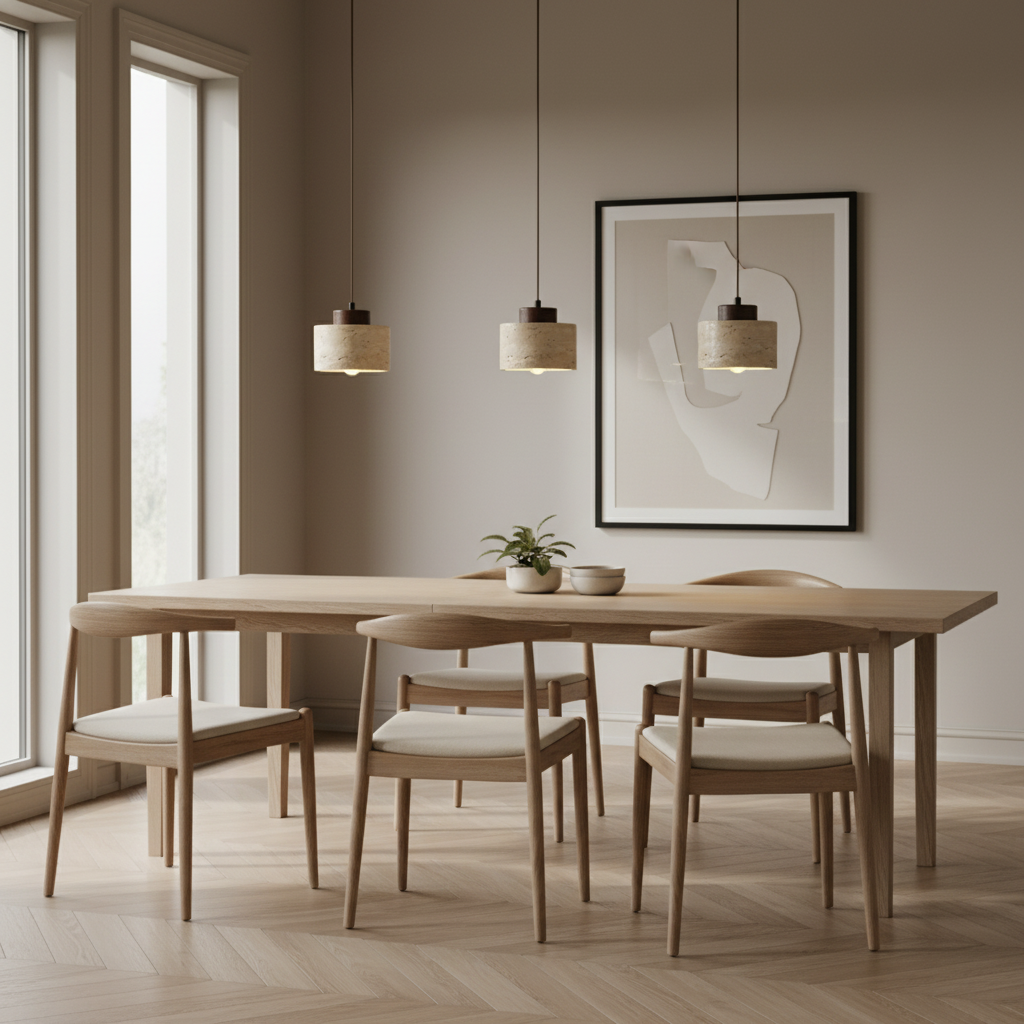 Travertine Pendant Light Natural Stone Nordic Kitchen Ceiling Lights in Two Heights