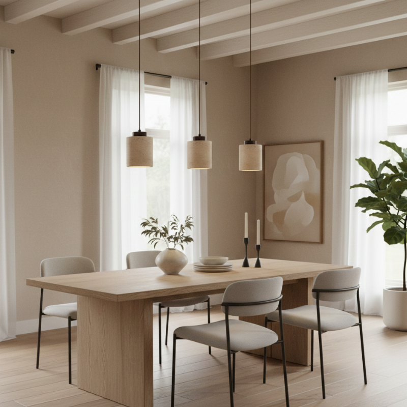 Travertine Pendant Light Natural Stone Nordic Kitchen Ceiling Lights in Two Heights