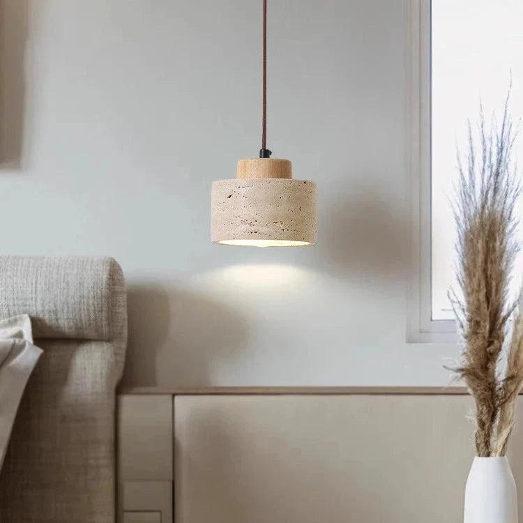 Travertine Pendant Light Natural Stone Nordic Kitchen Ceiling Lights in Two Heights