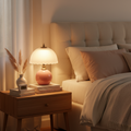 Table Lamp Nordic Half Dome with Ceramic and Glass Shade as a Bedside Lamp or Desk Lamp