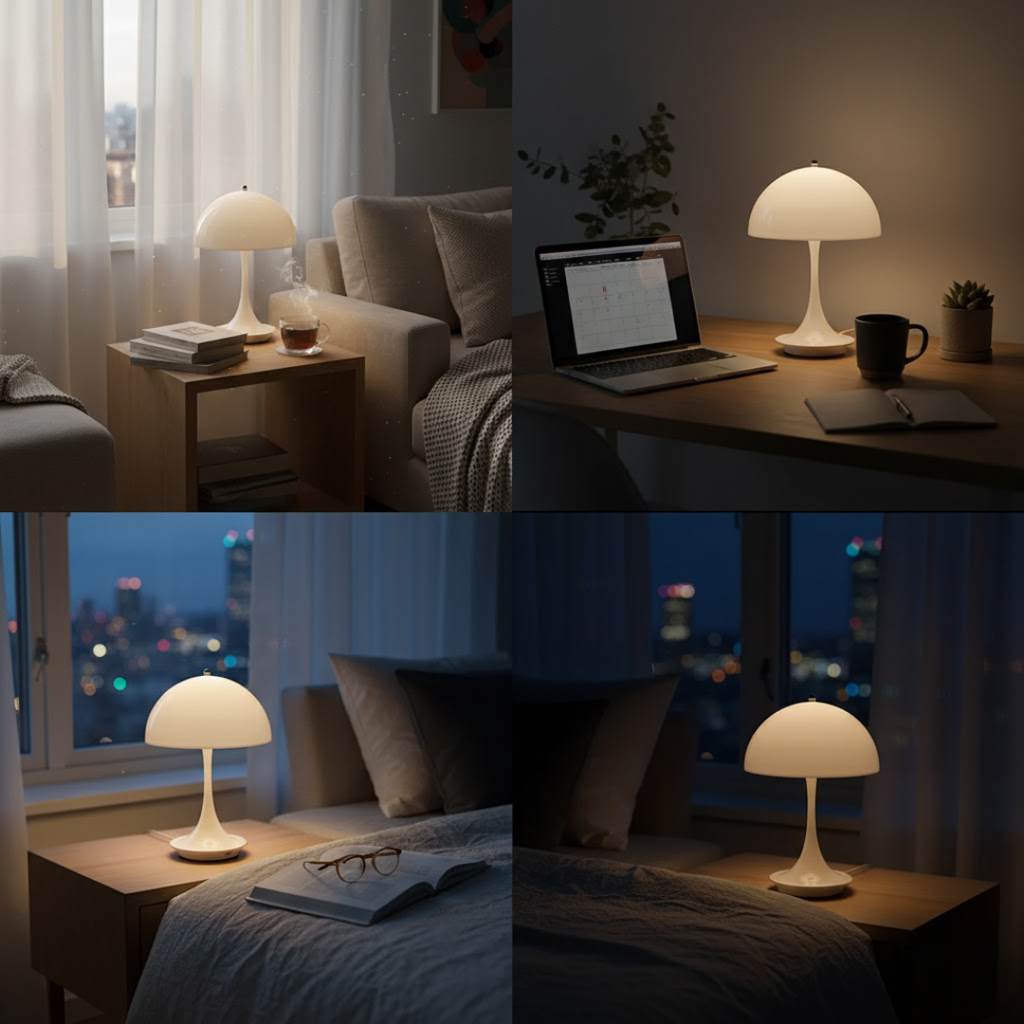 Wireless Table Lamp Modern Metal and Glass Table Lamps with 1800 mAh Battery