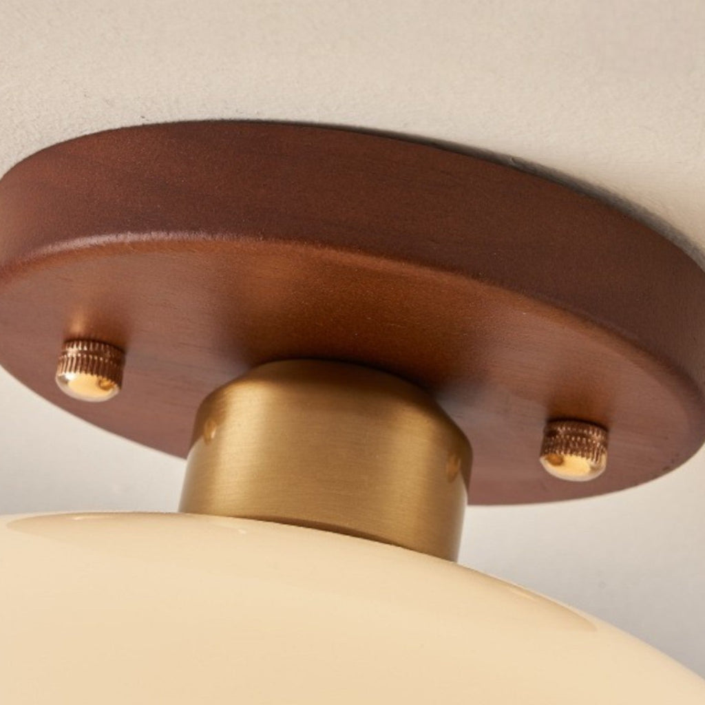Flush Mount Ceiling Light Cream Glass Bauhaus Bedroom Ceiling Lights with E27 Base
