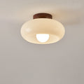 Flush Mount Ceiling Light Cream Glass Bauhaus Bedroom Ceiling Lights with E27 Base