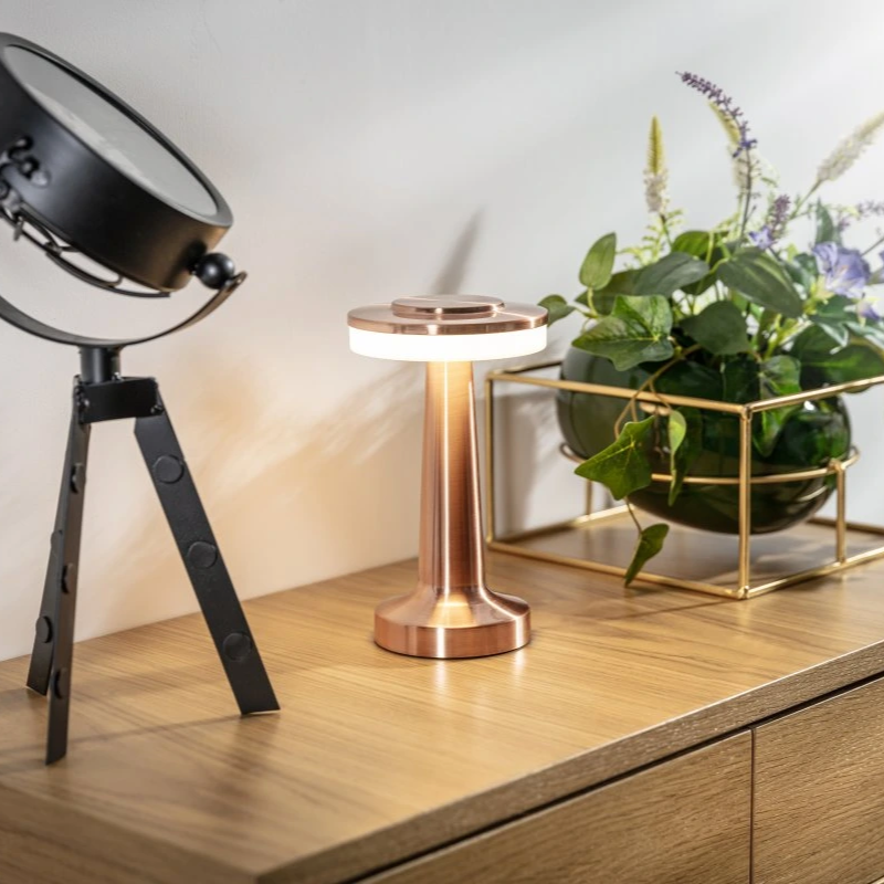 Portable Table Lamp Cordless Rechargeable Retro Table Lamp with Dimming and USB-C Charging