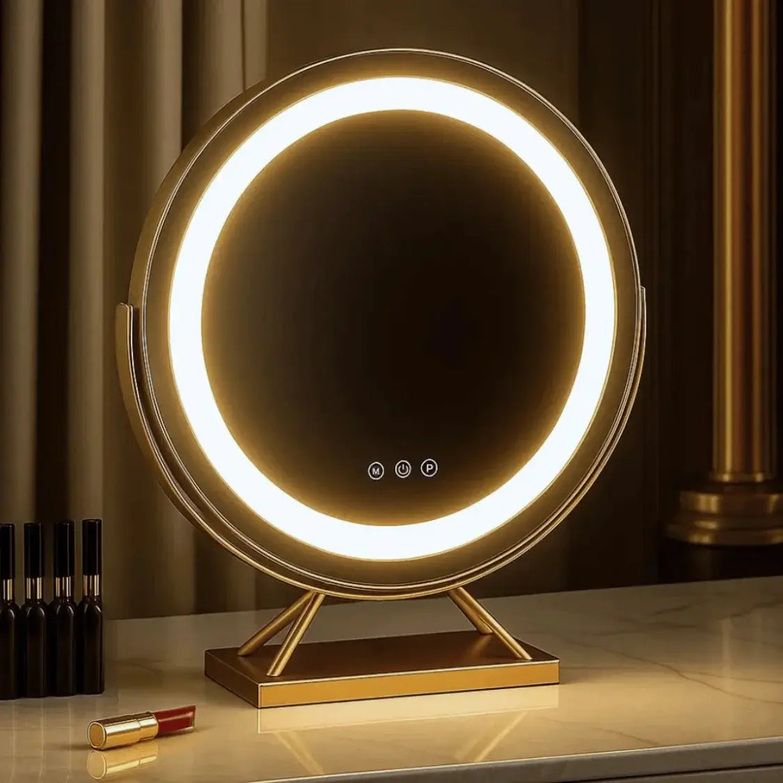 Mirror with Lights Rechargeable Makeup Mirror with 15x Magnification and Touch Control