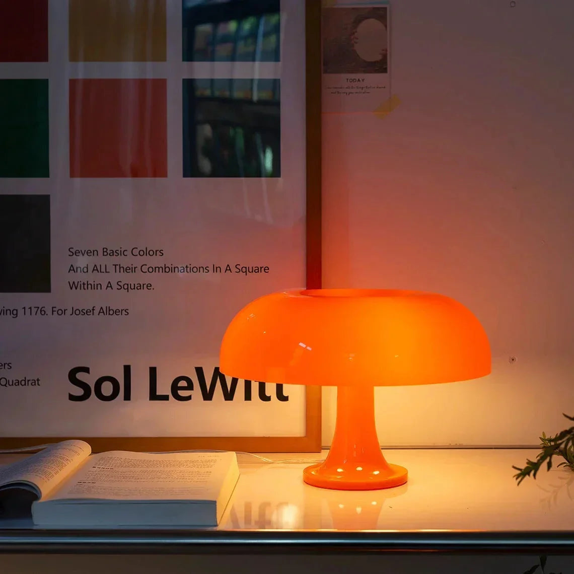 Mushroom Table Lamp Scandinavian Dome Shade Bedroom Lamps with E27 Base in Two Sizes