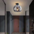 Flush Mount Ceiling Light Glass Shade Bedroom Ceiling Lights with E27 and E26 Fitting