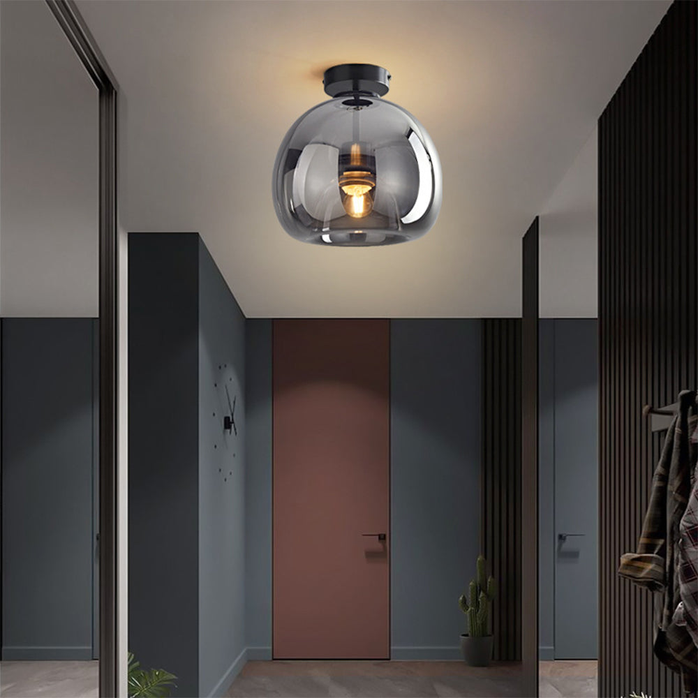 Flush Mount Ceiling Light Glass Shade Bedroom Ceiling Lights with E27 and E26 Fitting