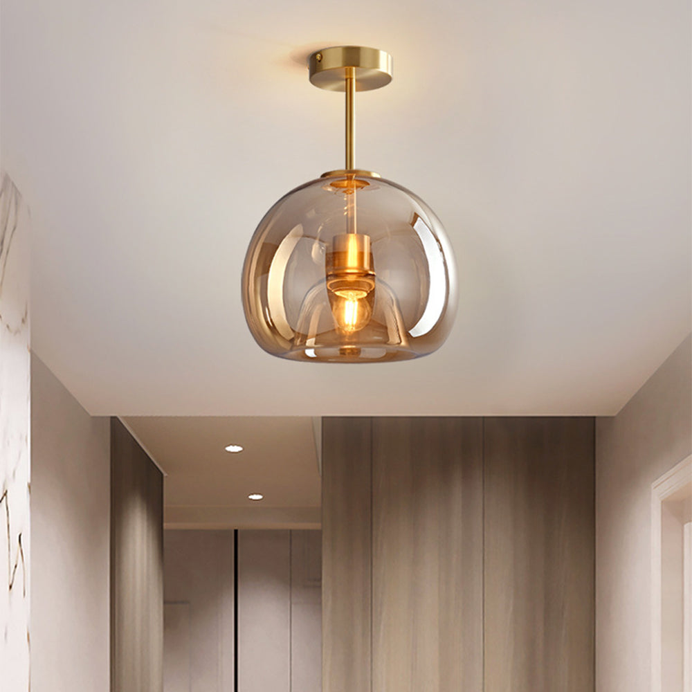 Flush Mount Ceiling Light Glass Shade Bedroom Ceiling Lights with E27 and E26 Fitting