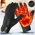 Heated Feeling Gloves Windproof Thermal with Zip and Silicone Palm Grip