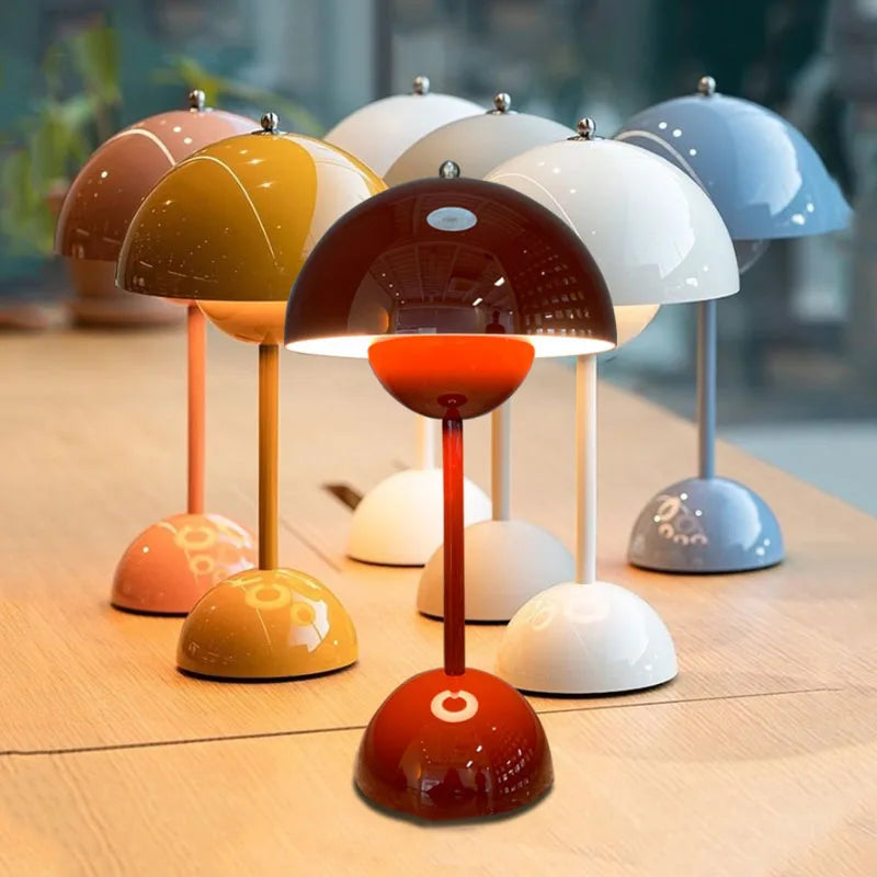 Wireless Table Lamp Minimalist LED Desk Lamp with Touch Dimming in Eight Colors
