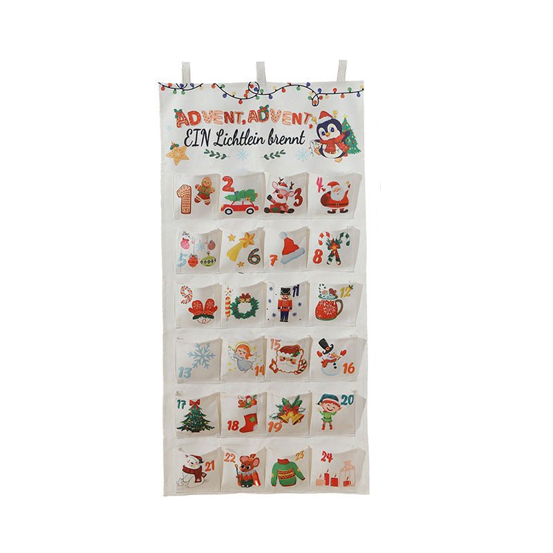 Advent Calendar Fabric Wall Hanging with 24 Pockets to Fill Yourself