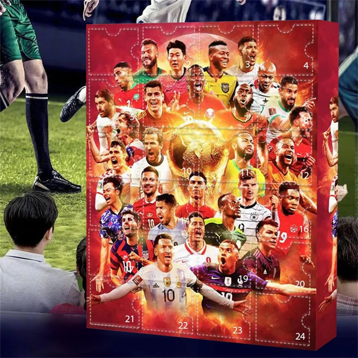 Advent Calendar Soccer Themed with Football Rings and Whistles for Kids
