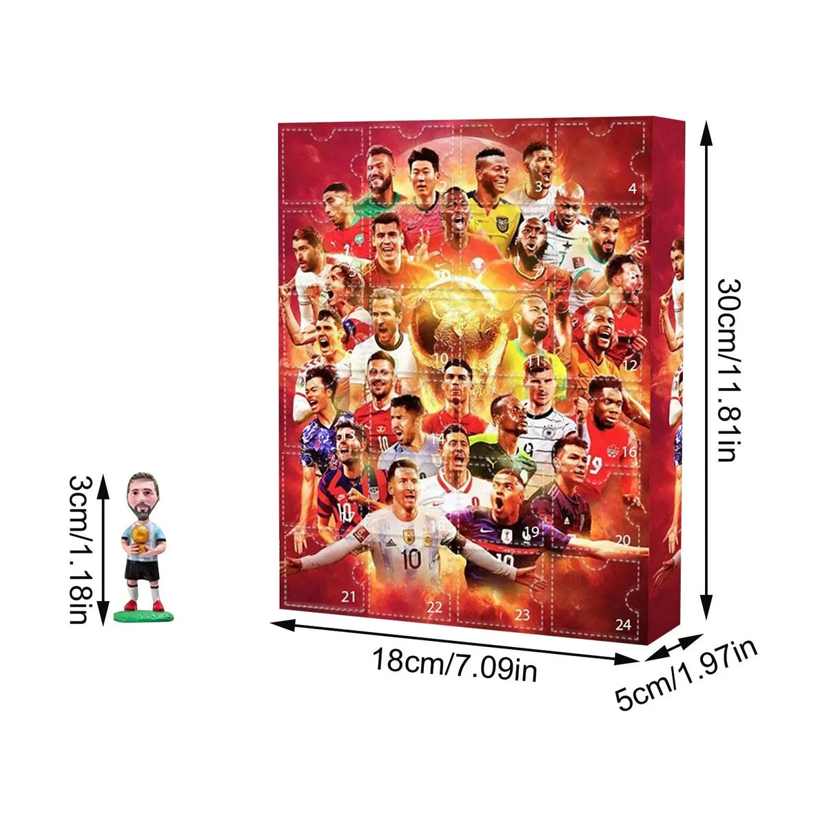 Advent Calendar Soccer Themed with Football Rings and Whistles for Kids