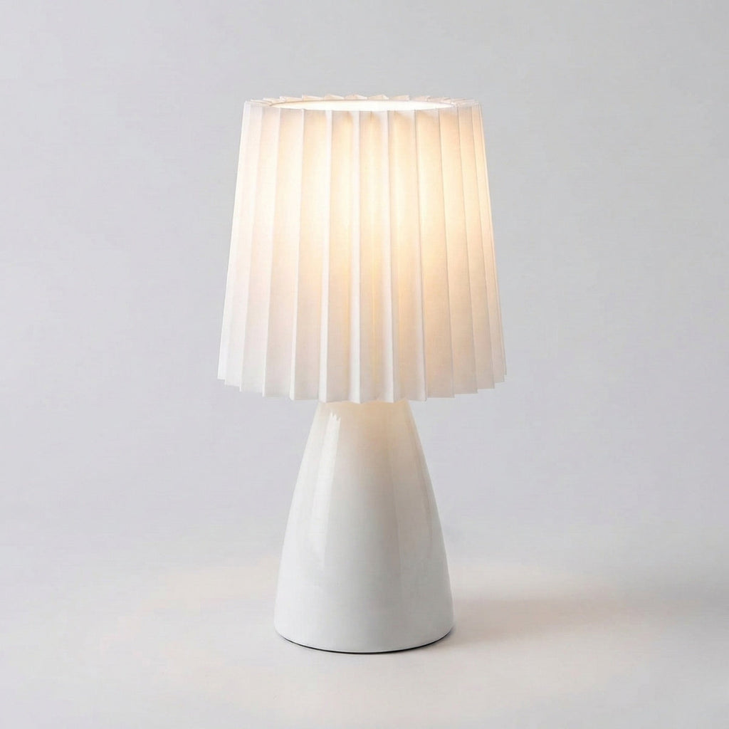 Ceramic Table Lamp Scandinavian Pleated Shade Ceramic Lamp with Three Light Colors