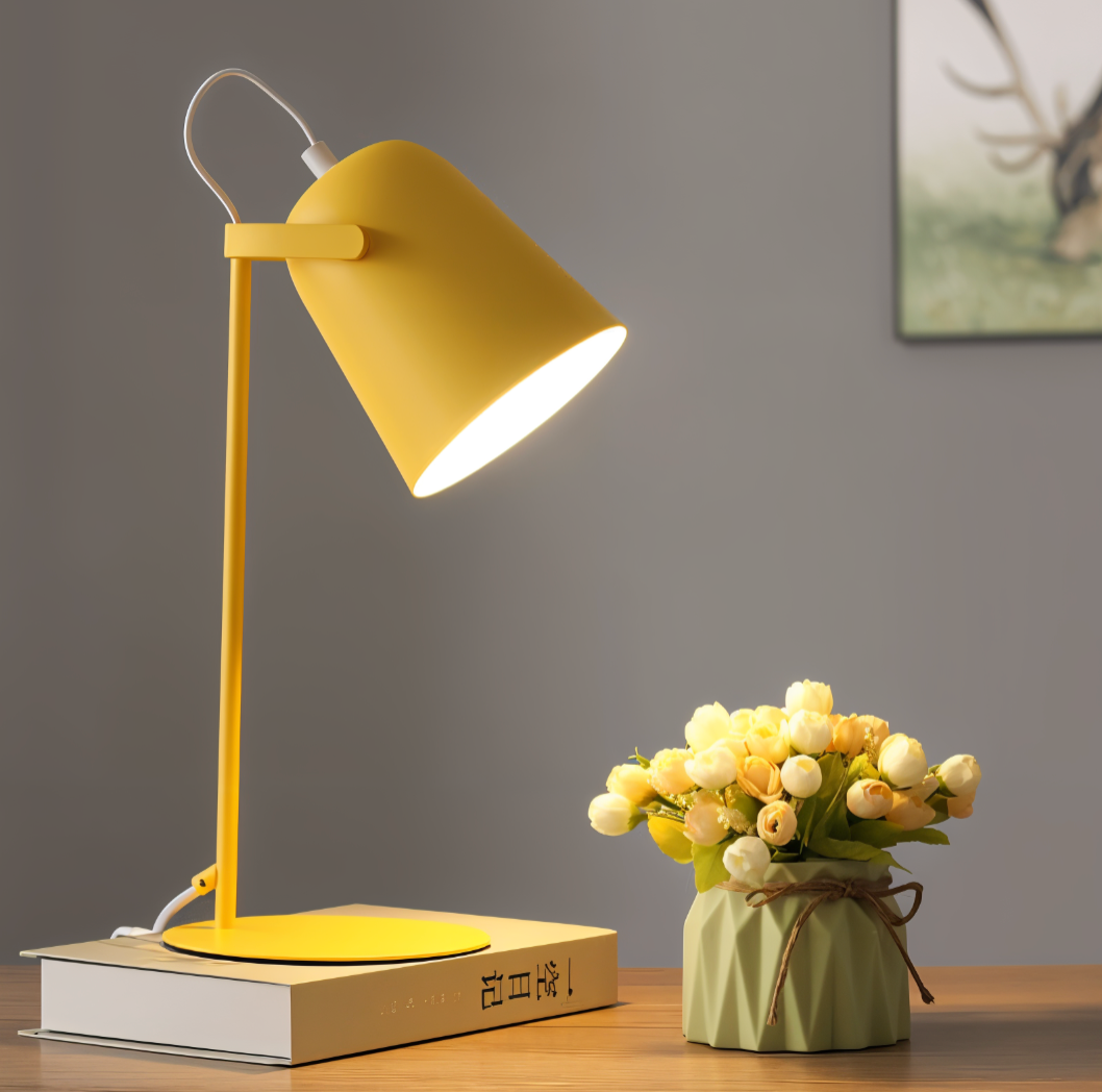 Nordic Table Lamp Desk Lamp Adjustable Reading Lamp with Rotating Shade and E27 Base