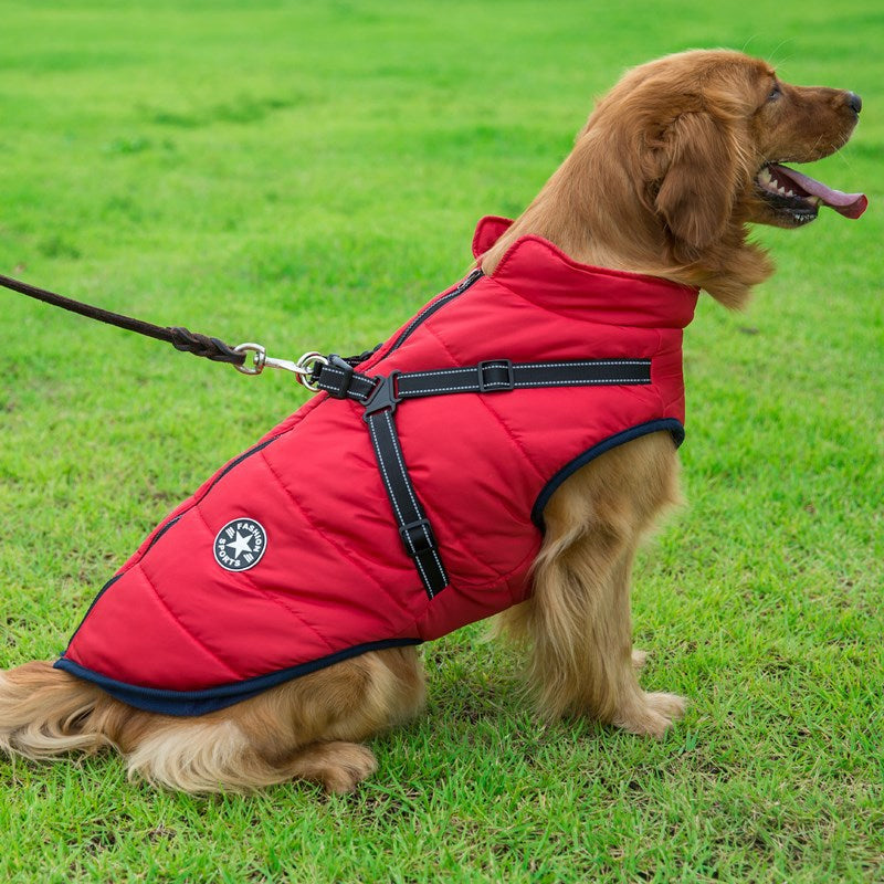 Waterproof Jacket for Dogs Insulated with Reflective Harness Function