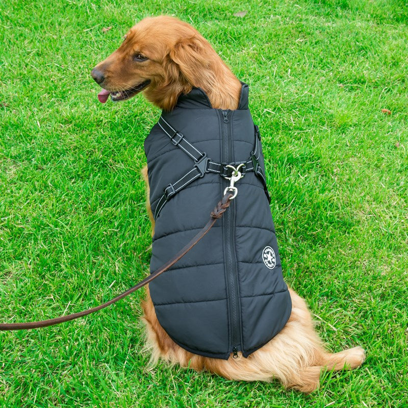Waterproof Jacket for Dogs Insulated with Reflective Harness Function