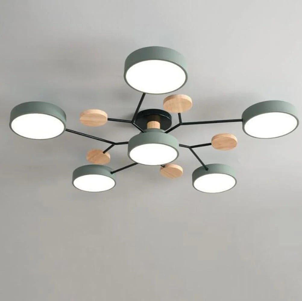 Modern Halo Semi Flush Ceiling Light LED with Iron and Acrylic Shade for Living Rooms