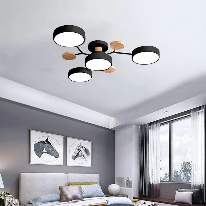 Modern Halo Semi Flush Ceiling Light LED with Iron and Acrylic Shade for Living Rooms