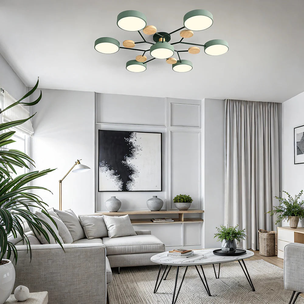 Modern Halo Semi Flush Ceiling Light LED with Iron and Acrylic Shade for Living Rooms