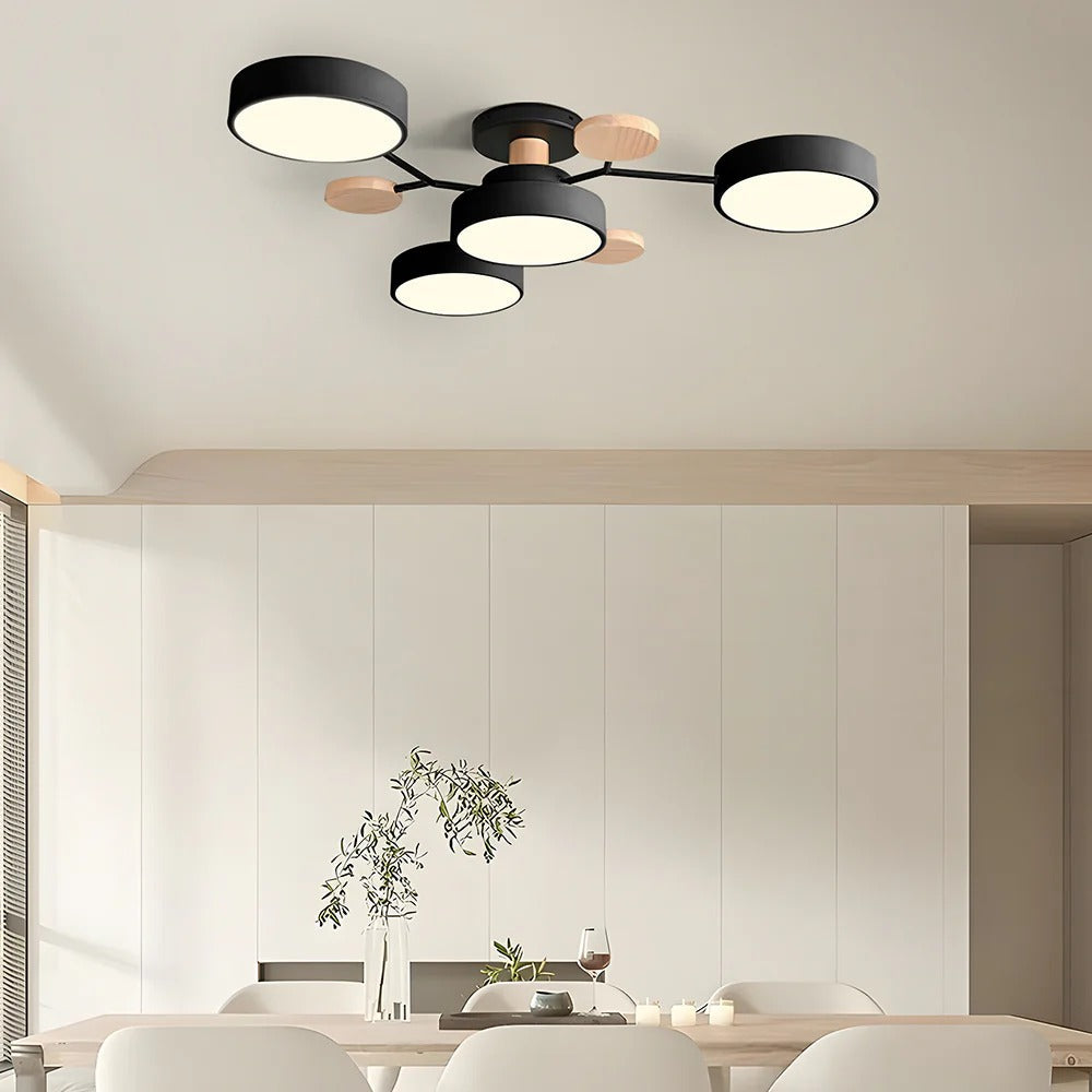 Modern Halo Semi Flush Ceiling Light LED with Iron and Acrylic Shade for Living Rooms
