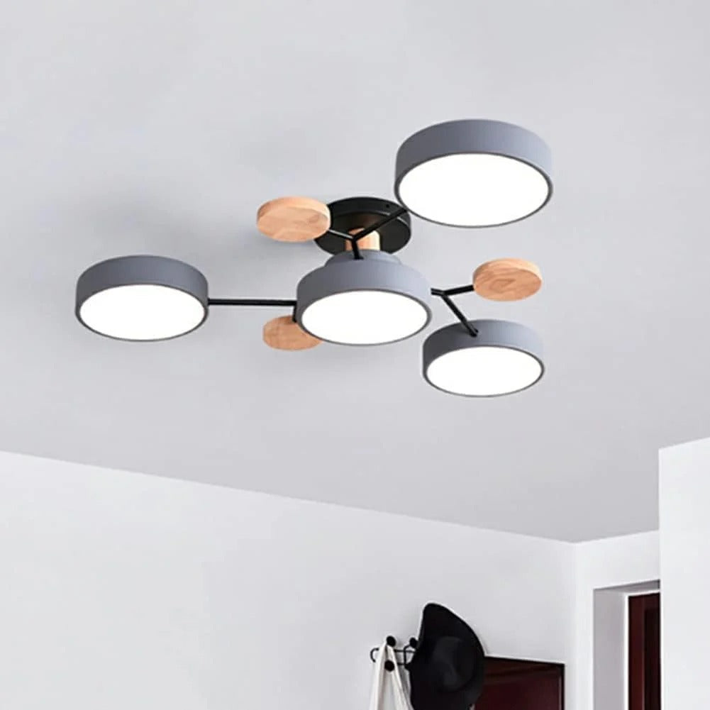 Modern Halo Semi Flush Ceiling Light LED with Iron and Acrylic Shade for Living Rooms