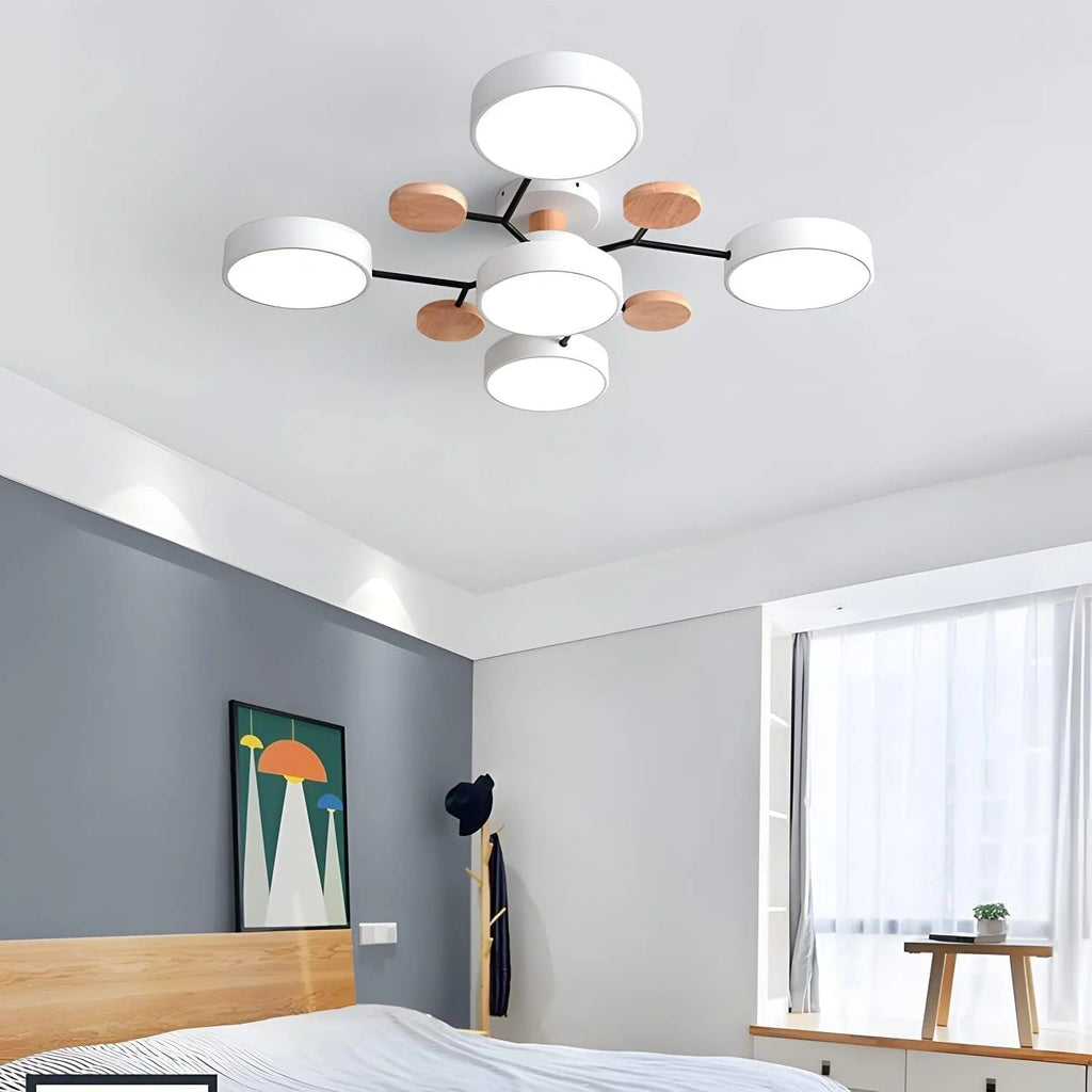 Modern Halo Semi Flush Ceiling Light LED with Iron and Acrylic Shade for Living Rooms