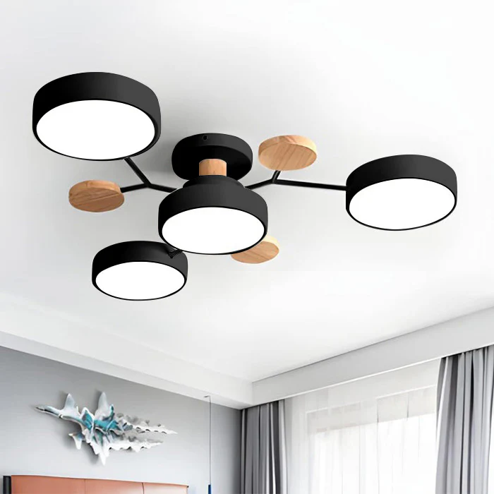 Modern Halo Semi Flush Ceiling Light LED with Iron and Acrylic Shade for Living Rooms