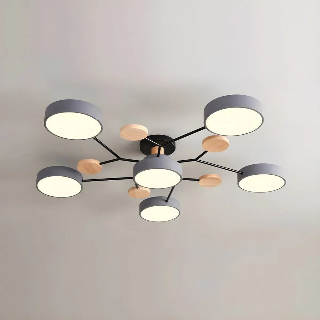 Modern Halo Semi Flush Ceiling Light LED with Iron and Acrylic Shade for Living Rooms