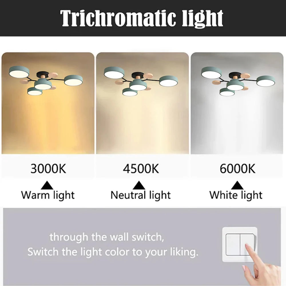 Modern Halo Semi Flush Ceiling Light LED with Iron and Acrylic Shade for Living Rooms