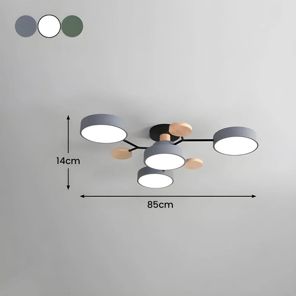 Modern Halo Semi Flush Ceiling Light LED with Iron and Acrylic Shade for Living Rooms