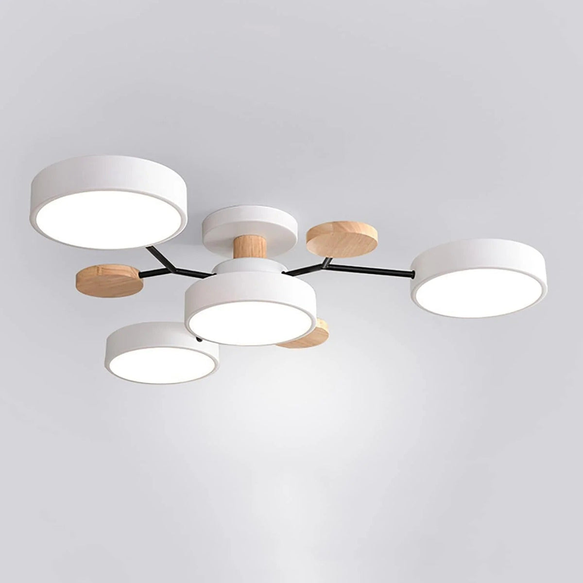 Modern Halo Semi Flush Ceiling Light LED with Iron and Acrylic Shade for Living Rooms